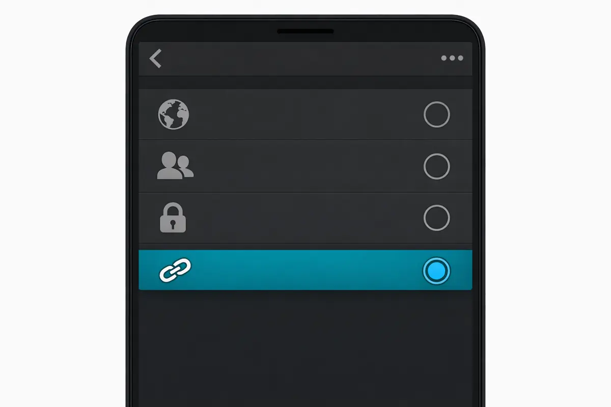 garmin-connect-partage-confidentialite-mobile Capture d'écran de l'application Garmin Connect illustrant les options de confidentialité pour le partage d'une activité.