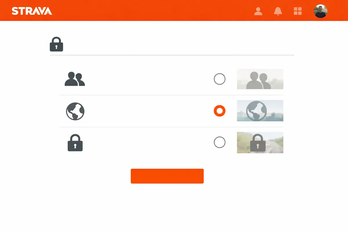 strava-partage-confidentialite-web Capture d'écran du site web Strava montrant les paramètres de confidentialité d'une activité.