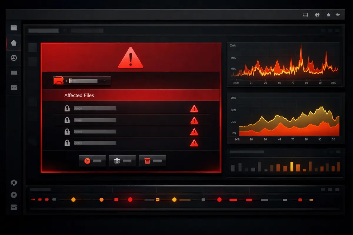 Capture d'écran d'une interface de logiciel EDR signalant une activité suspecte sur un poste de travail, avec détails de l'alerte et options de réponse.
