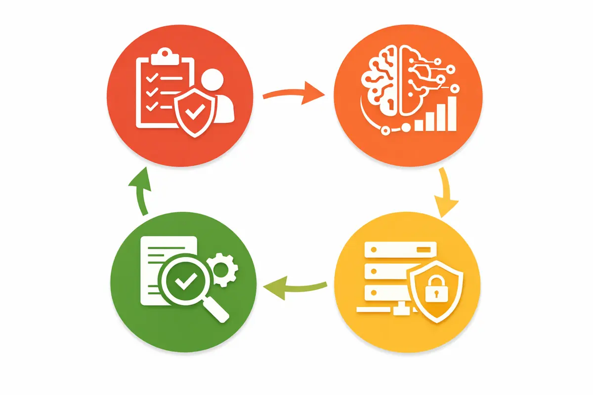 Schéma illustrant les étapes de conception d'un algorithme d'IA (collecte, entraînement, déploiement, audit) avec les points de vigilance RGPD à chaque phase.